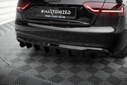 Heck Ansatz Diffusor passend für Audi A5 Coupe / Cabrio S-Line 8T (Einzelauspuff li. re.) schwarz Hochglanz