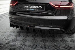 Heck Ansatz Diffusor für Audi A5 Coupe / Cabrio S-Line 8T (Doppelauspuff li.) schwarz Hochglanz