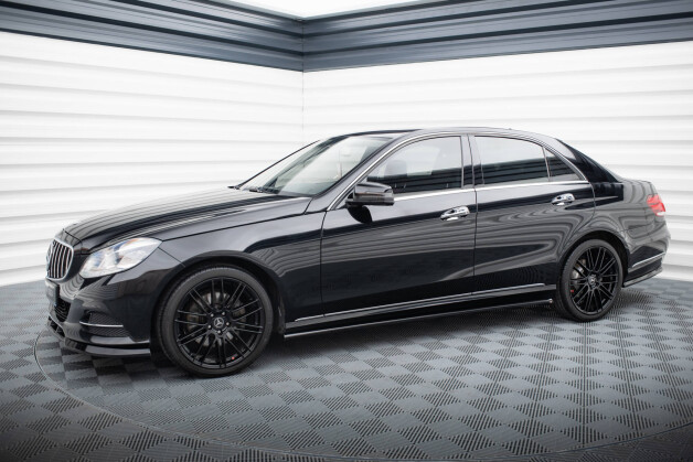 Seitenschweller Ansatz Cup Leisten passend für Mercedes-Benz E W212 Facelift schwarz Hochglanz