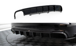 Heck Ansatz Diffusor passend für Audi A6 Limousine / Avant C7 (Doppelauspuff li.) schwarz Hochglanz