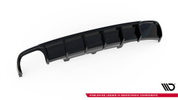 Heck Ansatz Diffusor passend für Audi A6 Limousine / Avant C7 (Doppelauspuff li.) schwarz Hochglanz