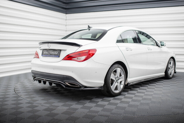 Mittlerer Cup Diffusor Heck Ansatz DTM Look passend für Mercedes-Benz CLA C117 Facelift schwarz Hochglanz