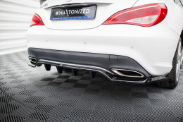 Mittlerer Cup Diffusor Heck Ansatz DTM Look für Mercedes CLA C117 FL schwarz Hochglanz