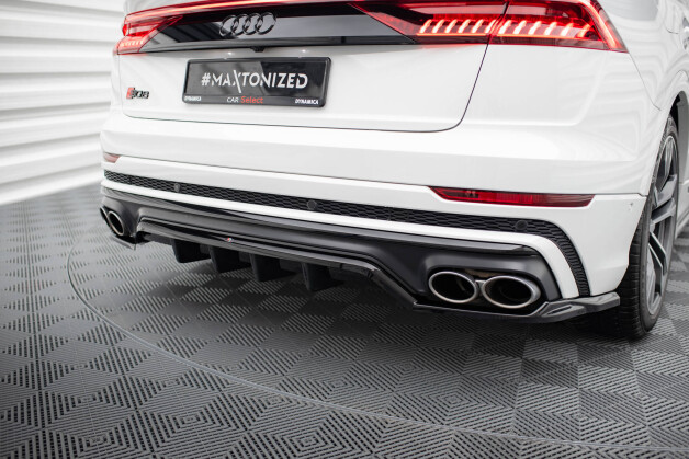 Mittlerer Cup Diffusor Heck Ansatz DTM Look passend für Audi SQ8 Mk1 schwarz Hochglanz