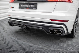 Mittlerer Cup Diffusor Heck Ansatz DTM Look passend für Audi SQ8 Mk1 schwarz Hochglanz