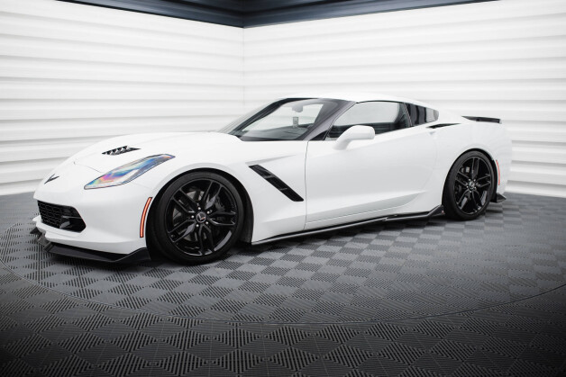 Seitenschweller Ansatz Cup Leisten V.2 passend für Chevrolet Corvette Stingray C7 schwarz Hochglanz