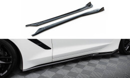 Seitenschweller Ansatz Cup Leisten V.2 passend für Chevrolet Corvette Stingray C7 schwarz Hochglanz