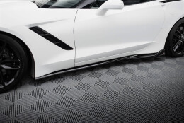 Seitenschweller Ansatz Cup Leisten V.2 passend für Chevrolet Corvette Stingray C7 schwarz Hochglanz