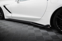 Seitenschweller Ansatz Cup Leisten V.2 passend für Chevrolet Corvette Stingray C7 schwarz Hochglanz