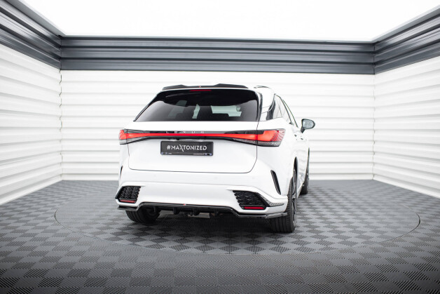 Mittlerer Cup Diffusor Heck Ansatz DTM Look passend für Lexus RX F-Sport Mk5 schwarz Hochglanz