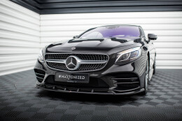 Cup Spoilerlippe Front Ansatz V.2 für Mercedes S Coupe AMG-Line C217 FL schwarz Hochglanz