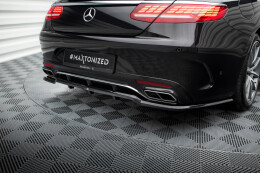 Mittlerer Cup Diffusor Heck Ansatz DTM Look für Mercedes S Coupe AMG-Line C217 FL schwarz Hochglanz