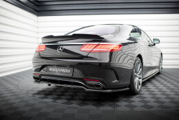 Mittlerer Cup Diffusor Heck Ansatz DTM Look passend für Mercedes-Benz S Coupe AMG-Line C217 Facelift schwarz Hochglanz