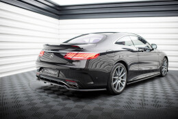 Mittlerer Cup Diffusor Heck Ansatz DTM Look passend für Mercedes-Benz S Coupe AMG-Line C217 Facelift schwarz Hochglanz