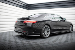 Mittlerer Cup Diffusor Heck Ansatz DTM Look passend für Mercedes-Benz S Coupe AMG-Line C217 Facelift schwarz Hochglanz