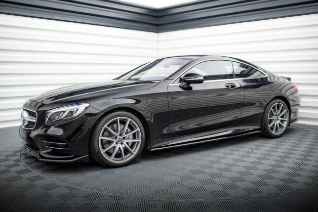 Seitenschweller Ansatz Cup Leisten passend für Mercedes-Benz S Coupe AMG-Line C217 Facelift schwarz Hochglanz