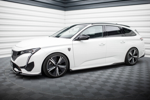 Seitenschweller Ansatz Cup Leisten passend für Peugeot 308 GT SW Mk3 schwarz Hochglanz