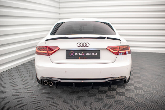 Heck Ansatz Diffusor passend für Audi A5 8T Facelift (Doppelauspuff li.) schwarz Hochglanz
