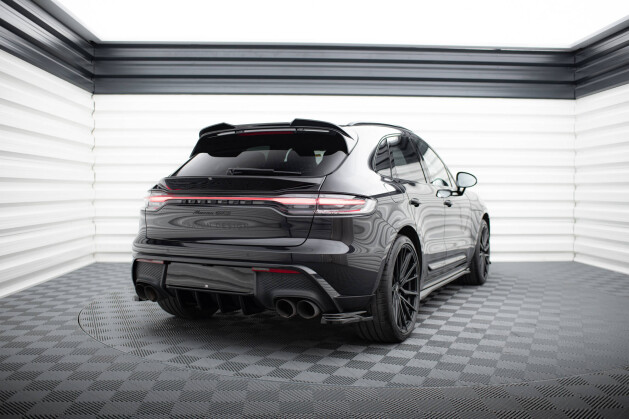 Unterer Heck Spoiler Aufsatz Abrisskante 3D für Porsche Macan GTS Mk1 Facelift 2 schwarz Hochglanz