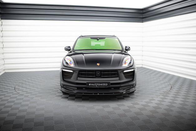 Cup Spoilerlippe Front Ansatz passend für Porsche Macan GTS Mk1 Facelift 2 schwarz Hochglanz
