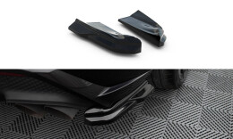 Heck Ansatz Flaps Diffusor passend für Porsche Macan GTS Mk1 Facelift 2 schwarz Hochglanz