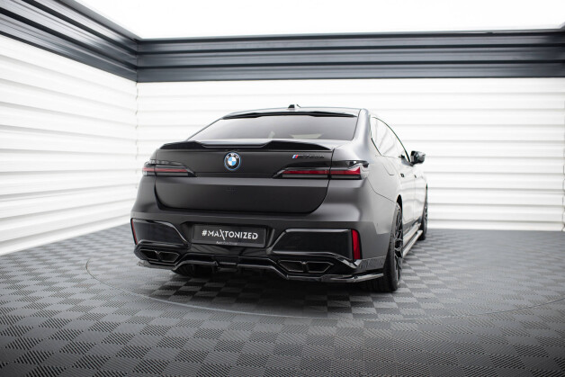 Mittlerer Cup Diffusor Heck Ansatz DTM Look passend für BMW M760e G70 schwarz Hochglanz