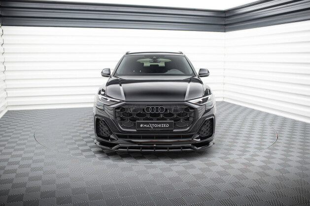 Cup Spoilerlippe Front Ansatz für Audi SQ8 / Q8 S-Line Mk1 Facelift schwarz Hochglanz