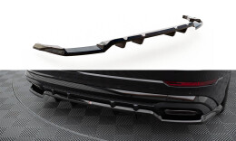 Mittlerer Cup Diffusor Heck Ansatz V.1 passend für Audi SQ8 / Q8 S-Line Mk1 Facelift schwarz Hochglanz
