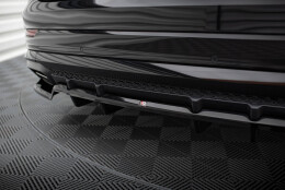 Mittlerer Cup Diffusor Heck Ansatz V.1 passend für Audi SQ8 / Q8 S-Line Mk1 Facelift schwarz Hochglanz