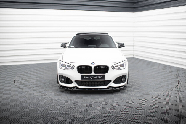Cup Spoilerlippe Front Ansatz V.5 passend für BMW 1er M-Paket / M140i F20 Facelift schwarz Hochglanz