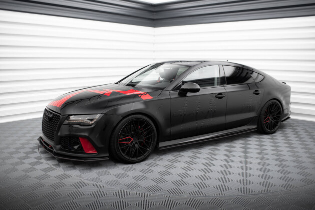 Street Pro Seitenschweller Ansatz Cup Leisten für Audi A7 S-Line C7 rot