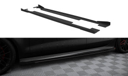 Street Pro Seitenschweller Ansatz Cup Leisten für Audi A7 S-Line C7 SCHWARZ+ HOCHGLANZ FLAPS