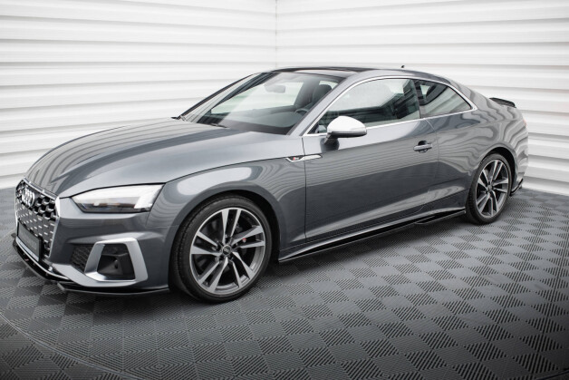 Seitenschweller Ansatz Cup Leisten passend für Audi S5 Coupe / A5 S-Line Coupe F5 Facelift schwarz Hochglanz