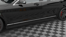 Seitenschweller Ansatz Cup Leisten für Mercedes-Benz S Long W222 schwarz Hochglanz