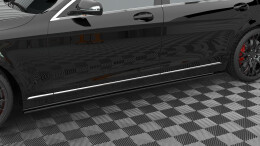 Seitenschweller Ansatz Cup Leisten passend für Mercedes-Benz S Klasse Lang W222 schwarz Hochglanz