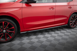 Seitenschweller Ansatz Cup Leisten passend für Skoda Fabia Mk4 schwarz Hochglanz
