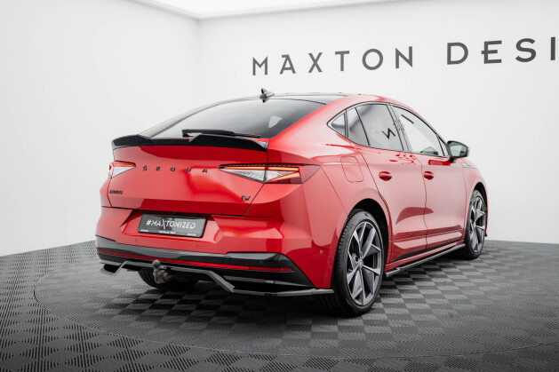 Mittlerer Cup Diffusor Heck Ansatz DTM Look passend für Skoda Enyaq Coupe iV RS schwarz Hochglanz