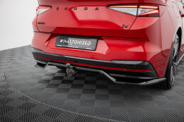 Mittlerer Cup Diffusor Heck Ansatz DTM Look passend für Skoda Enyaq Coupe iV RS schwarz Hochglanz