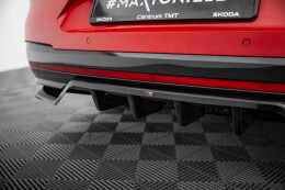 Mittlerer Cup Diffusor Heck Ansatz DTM Look passend für Skoda Enyaq Coupe iV RS schwarz Hochglanz