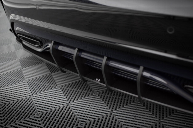 Street Pro Heck Ansatz Diffusor + Flaps passend für Mercedes-Benz A AMG-Line W176 Facelift SCHWARZ-ROT + Hochglanz Flaps