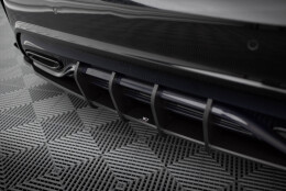 Street Pro Heck Ansatz Diffusor + Flaps passend für Mercedes-Benz A AMG-Line W176 Facelift SCHWARZ-ROT + Hochglanz Flaps