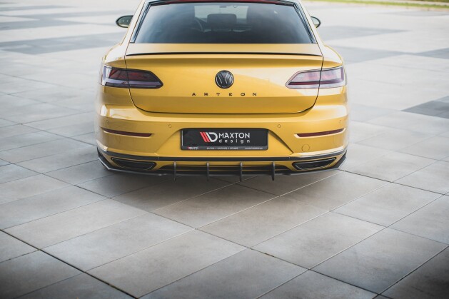 Street Pro Heck Ansatz Diffusor für VW Arteon R-Line schwarz-rot+ Hochglanz Flaps