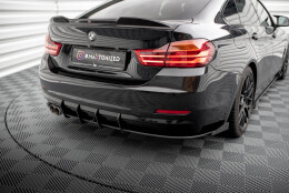 Street Pro Heck Ansatz Diffusor + Flaps passend für BMW 4er Gran Coupe F36 SCHWARZ-ROT + Hochglanz Flaps