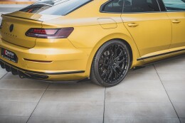 Robuste Racing Heck Ansatz Diffusor + Flaps für Volkswagen Arteon R-Line schwarz Hochglanz