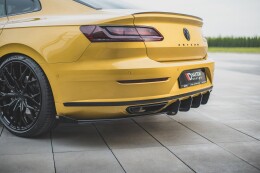 Robuste Racing Heck Ansatz Diffusor + Flaps für Volkswagen Arteon R-Line schwarz Hochglanz