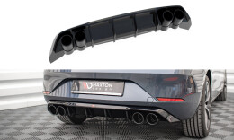 Heck Ansatz Diffusor + Endrohre schwarz passend für Seat Leon FR Hatchback Mk4 schwarz Hochglanz