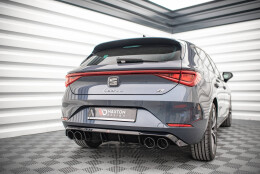 Heck Ansatz Diffusor + Endrohre schwarz passend für Seat Leon FR Hatchback Mk4 schwarz Hochglanz
