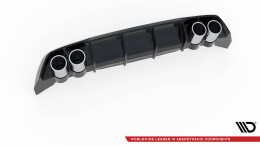 Heck Ansatz Diffusor + Endrohre schwarz passend für Seat Leon FR Hatchback Mk4 schwarz Hochglanz
