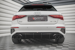 Heck Ansatz Diffusor + Endrohre schwarz passend für Audi A3 S-Line Sportback 8Y schwarz Hochglanz