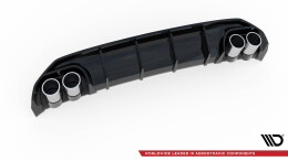 Heck Ansatz Diffusor + Endrohre schwarz passend für Audi A3 S-Line Sportback 8Y schwarz Hochglanz